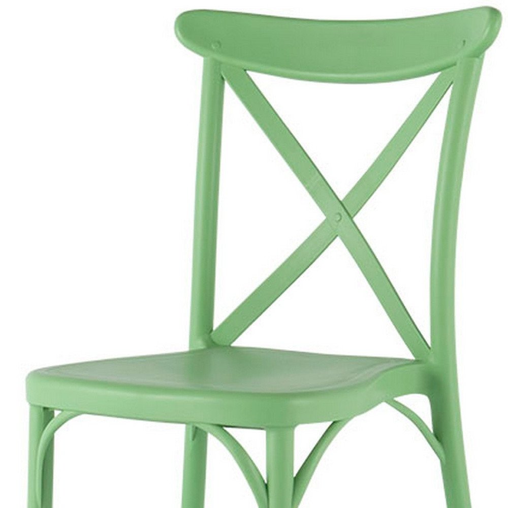 Set of Two Green Heavy Duty Plastic Outdoor Stacking Dining Chairs  Warm Home View