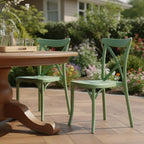 Set of Two Green Heavy Duty Plastic Outdoor Stacking Dining Chairs  Warm Home View