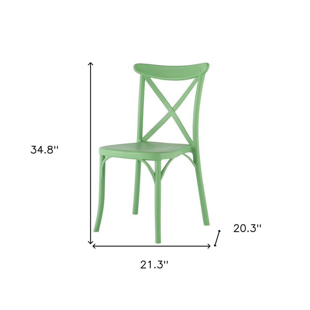 Set of Two Green Heavy Duty Plastic Outdoor Stacking Dining Chairs  Warm Home View