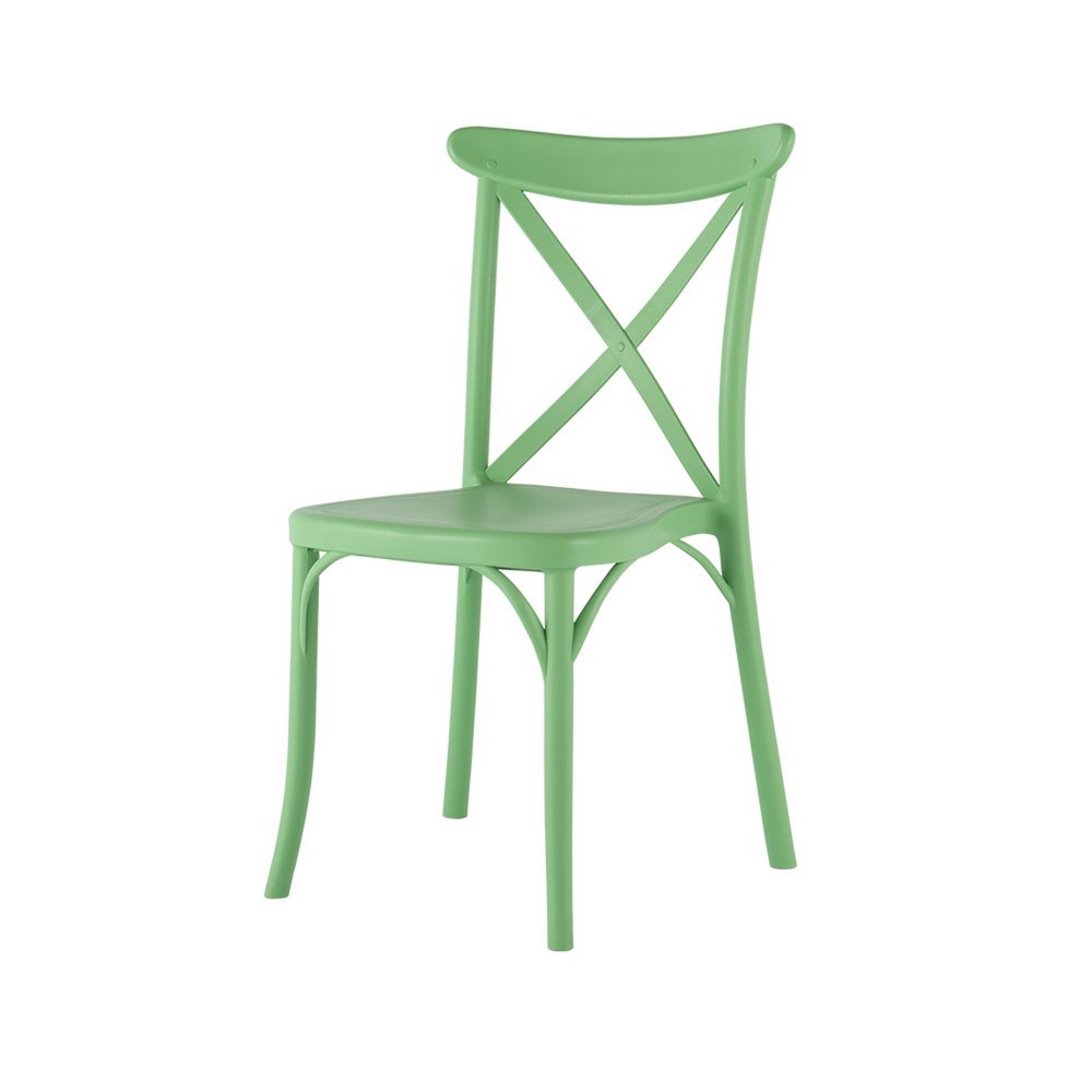 Set of Two Green Heavy Duty Plastic Outdoor Stacking Dining Chairs  Warm Home View