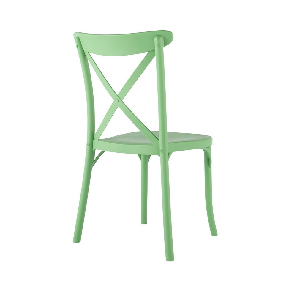 Set of Two Green Heavy Duty Plastic Outdoor Stacking Dining Chairs  Warm Home View