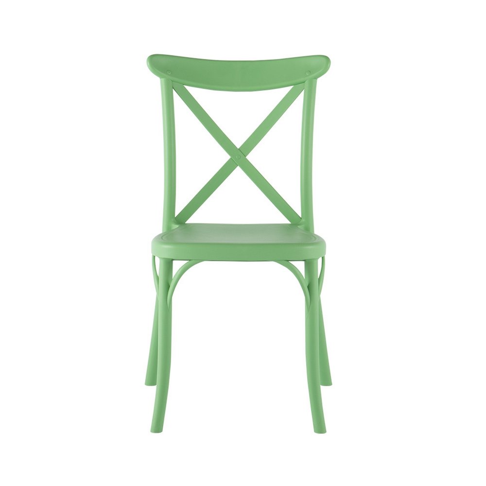 Set of Two Green Heavy Duty Plastic Outdoor Stacking Dining Chairs  Warm Home View