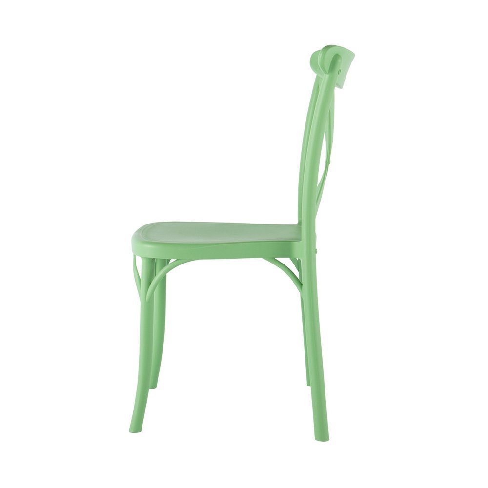 Set of Two Green Heavy Duty Plastic Outdoor Stacking Dining Chairs  Warm Home View