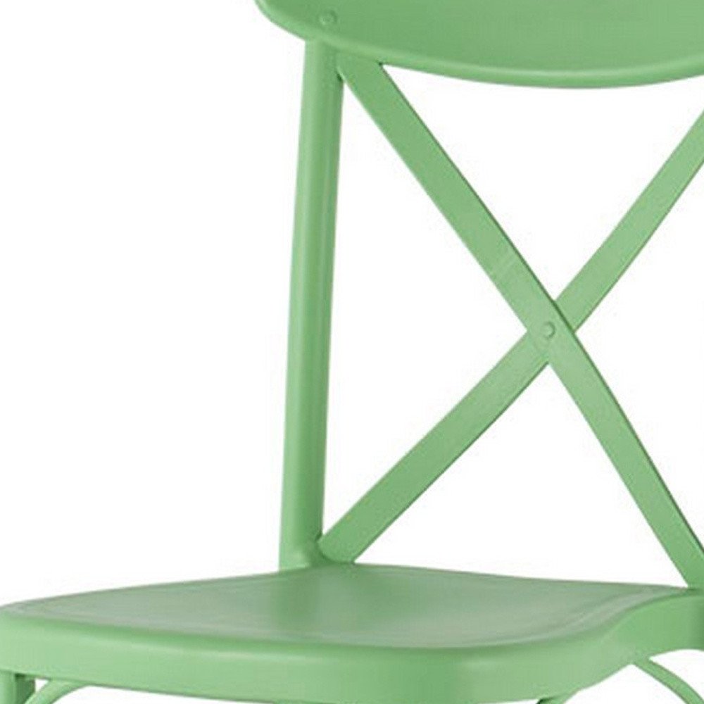 Set of Two Green Heavy Duty Plastic Outdoor Stacking Dining Chairs  Warm Home View