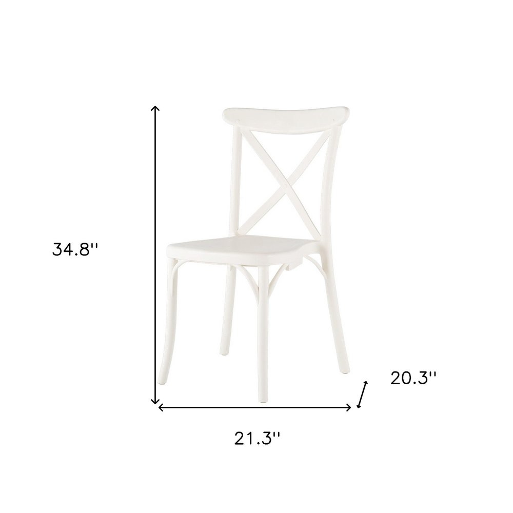 Set of Two White Heavy Duty Plastic Outdoor Stacking Dining Chairs  Warm Home View