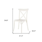 Set of Two White Heavy Duty Plastic Outdoor Stacking Dining Chairs – X-Back Design  Warm Home View