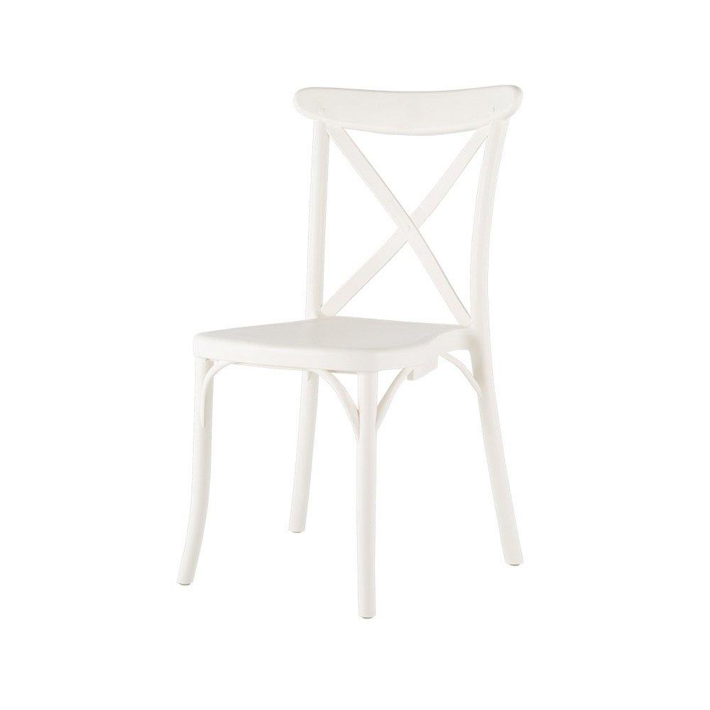 Set of Two White Heavy Duty Plastic Outdoor Stacking Dining Chairs  Warm Home View