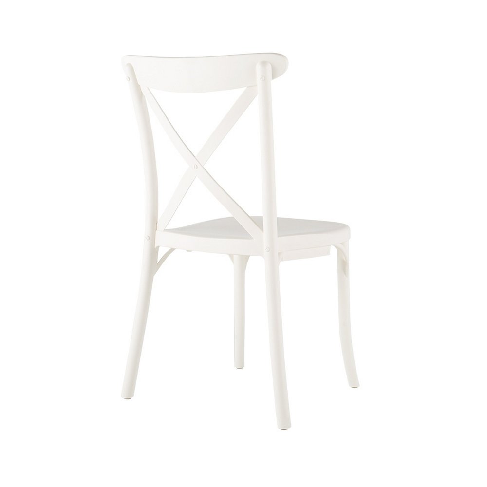 Set of Two White Heavy Duty Plastic Outdoor Stacking Dining Chairs  Warm Home View