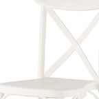 Set of Two White Heavy Duty Plastic Outdoor Stacking Dining Chairs – X-Back Design  Warm Home View