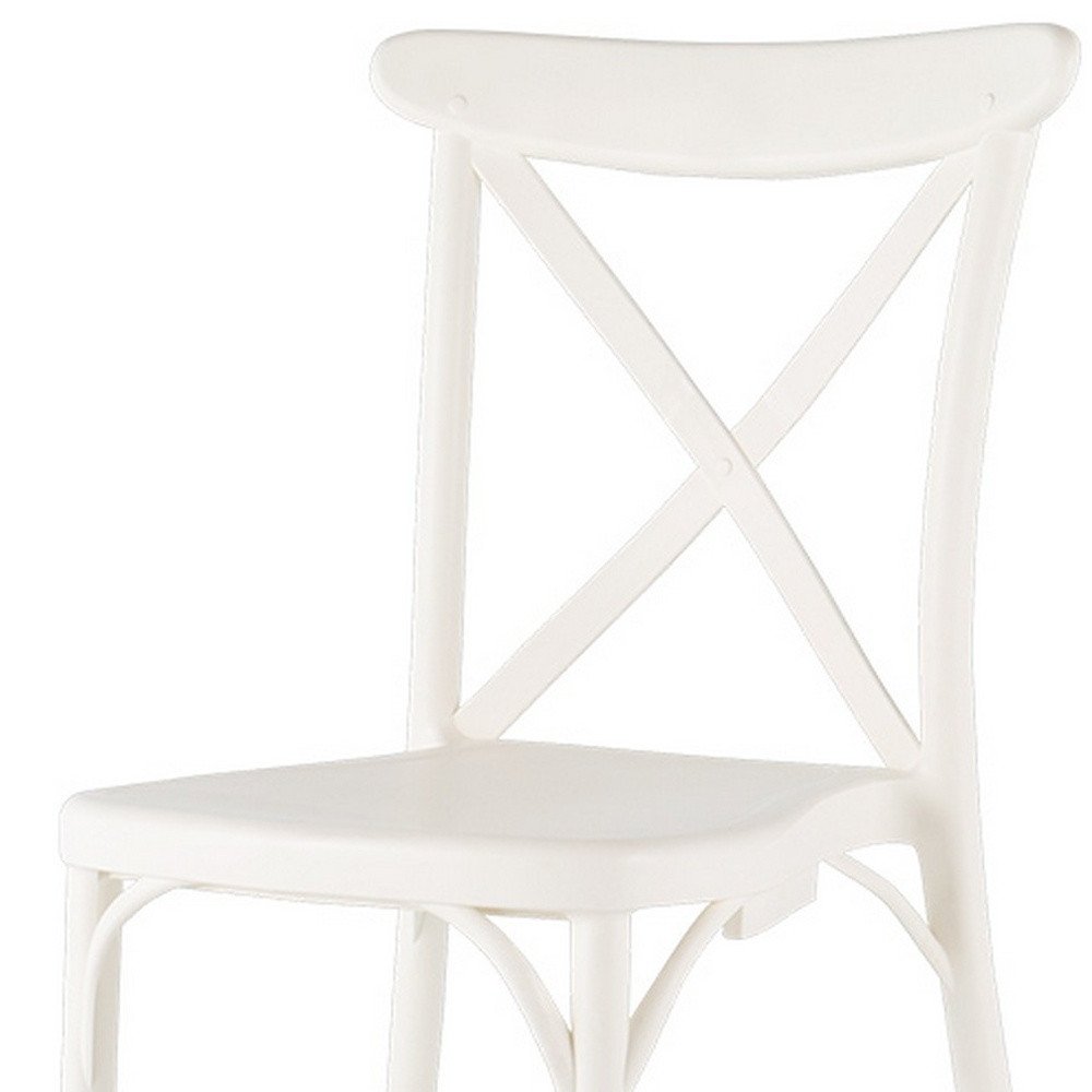 Set of Two White Heavy Duty Plastic Outdoor Stacking Dining Chairs  Warm Home View