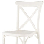 Set of Two White Heavy Duty Plastic Outdoor Stacking Dining Chairs – X-Back Design  Warm Home View