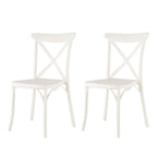 Set of Two White Heavy Duty Plastic Outdoor Stacking Dining Chairs  Warm Home View