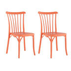 Set of Two Salmon Heavy Duty Plastic Outdoor Stacking Dining Chairs  Warm Home View