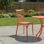 Set of Two Salmon Heavy Duty Plastic Outdoor Stacking Dining Chairs  Warm Home View