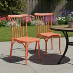 Set of Two Salmon Heavy Duty Plastic Outdoor Stacking Dining Chairs  Warm Home View