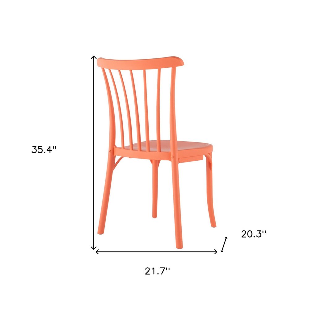 Set of Two Salmon Heavy Duty Plastic Outdoor Stacking Dining Chairs  Warm Home View
