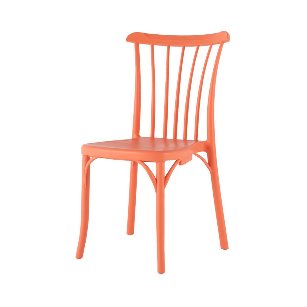 Set of Two Salmon Heavy Duty Plastic Outdoor Stacking Dining Chairs  Warm Home View