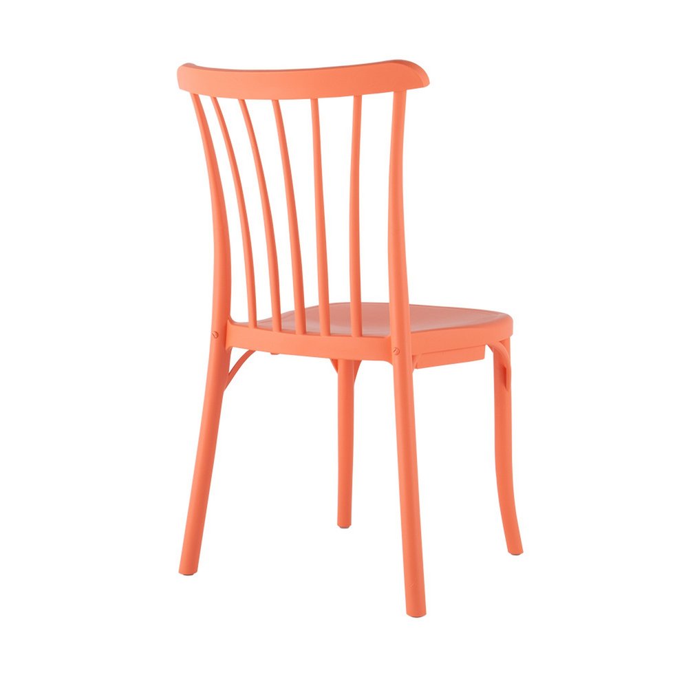 Set of Two Salmon Heavy Duty Plastic Outdoor Stacking Dining Chairs  Warm Home View