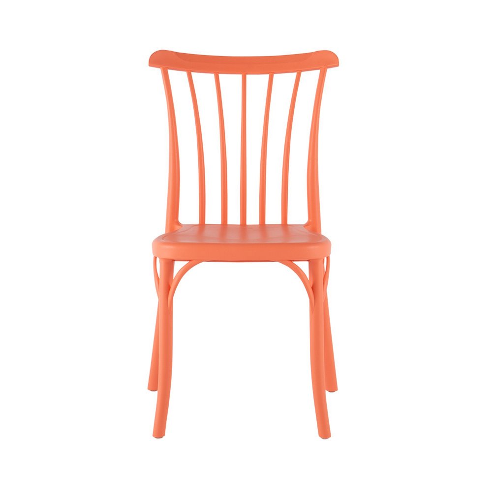 Set of Two Salmon Heavy Duty Plastic Outdoor Stacking Dining Chairs  Warm Home View