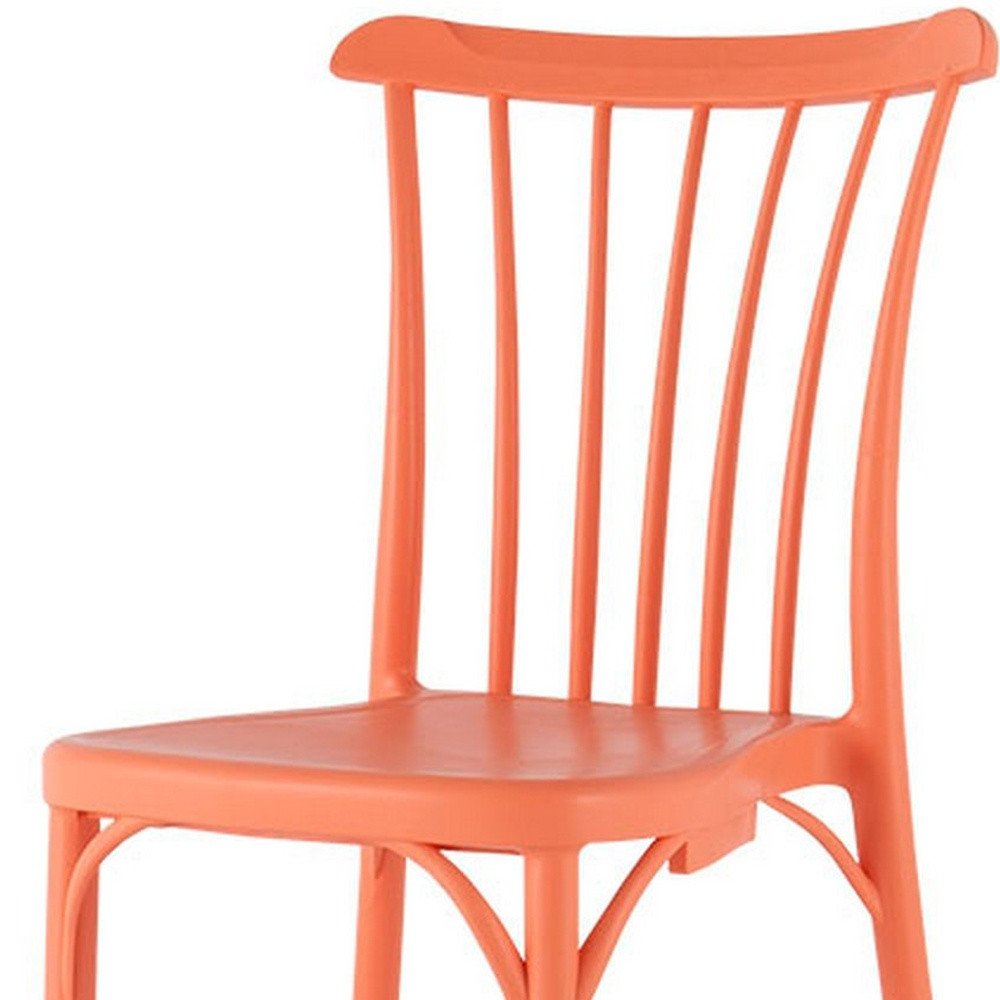 Set of Two Salmon Heavy Duty Plastic Outdoor Stacking Dining Chairs  Warm Home View
