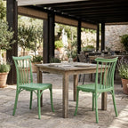 Set of Two Green Heavy Duty Plastic Outdoor Stacking Dining Chairs  Warm Home View
