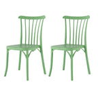 Set of Two Green Heavy Duty Plastic Outdoor Stacking Dining Chairs  Warm Home View