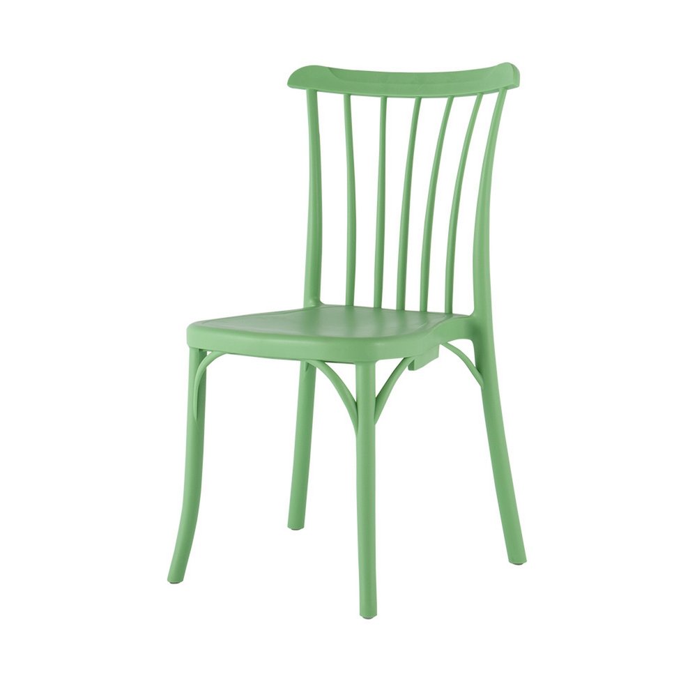 Set of Two Green Heavy Duty Plastic Outdoor Stacking Dining Chairs  Warm Home View