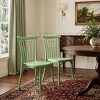 Set of Two Green Heavy Duty Plastic Outdoor Stacking Dining Chairs  Warm Home View