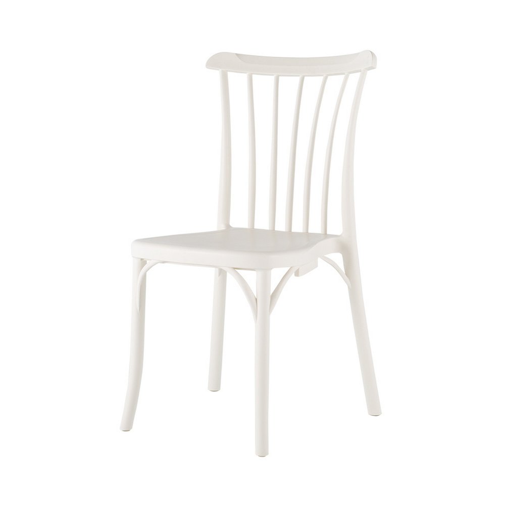 Set of Two White Heavy Duty Plastic Outdoor Stacking Dining Chairs  Warm Home View