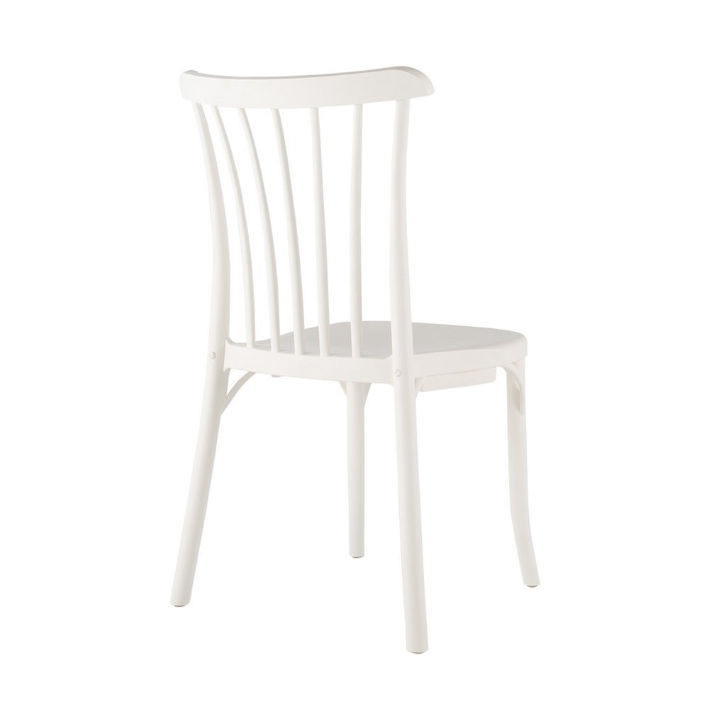 Set of Two White Heavy Duty Plastic Outdoor Stacking Dining Chairs  Warm Home View