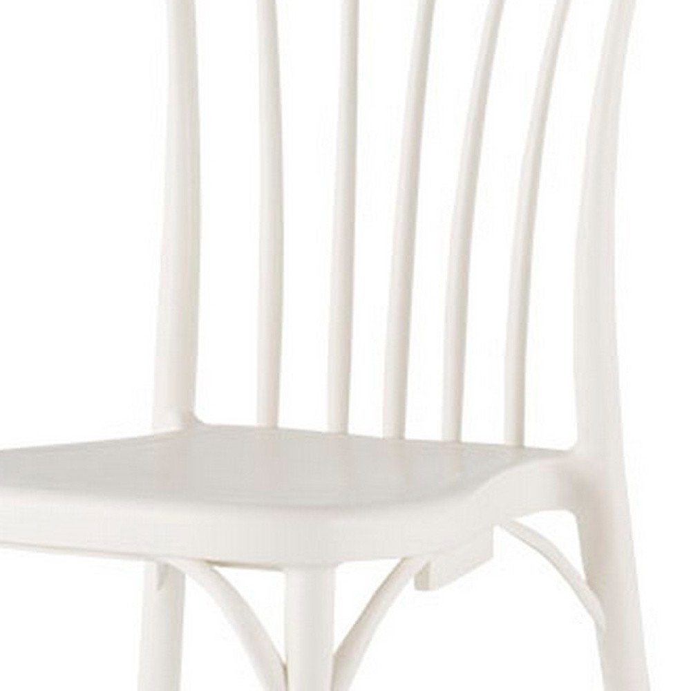 Set of Two White Heavy Duty Plastic Outdoor Stacking Dining Chairs  Warm Home View