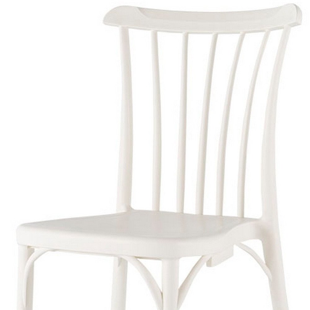 Set of Two White Heavy Duty Plastic Outdoor Stacking Dining Chairs  Warm Home View