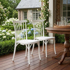 Set of Two White Heavy Duty Plastic Outdoor Stacking Dining Chairs  Warm Home View