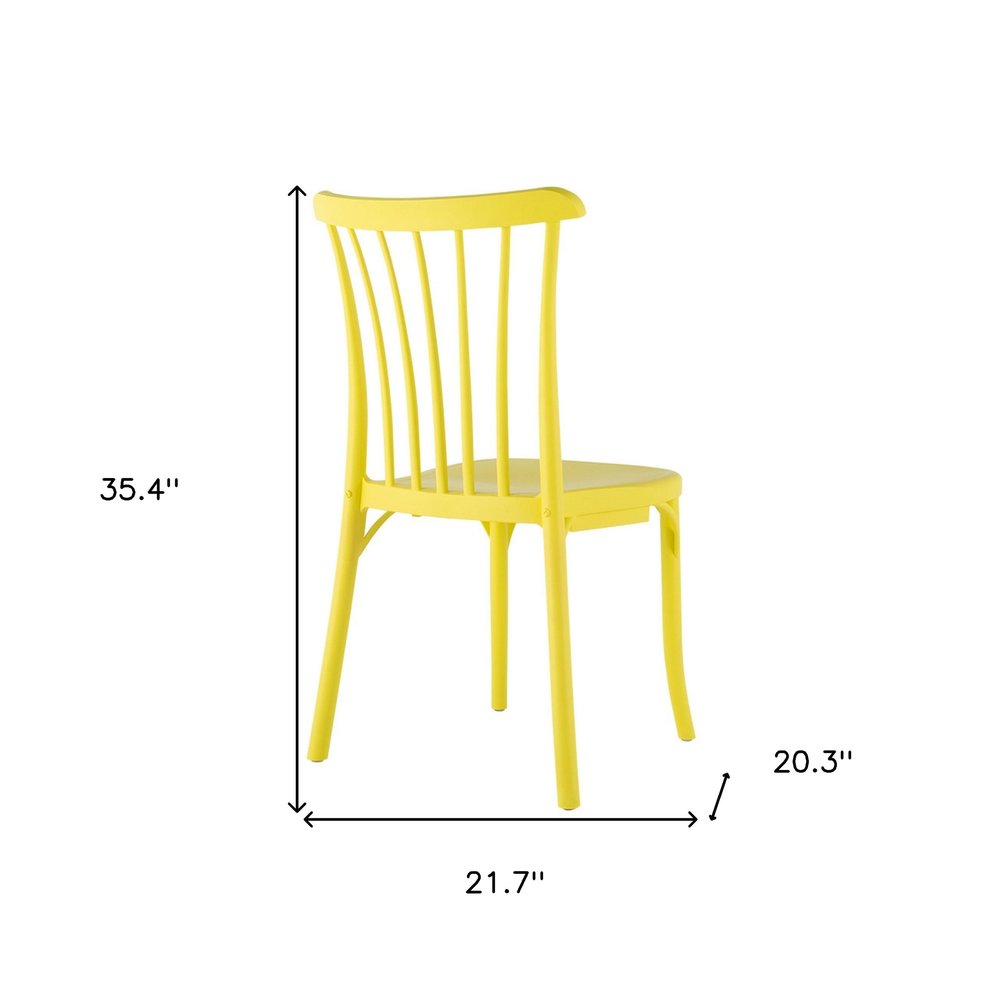 Set of Two Yellow Heavy Duty Plastic Outdoor Stacking Dining Chairs  Warm Home View