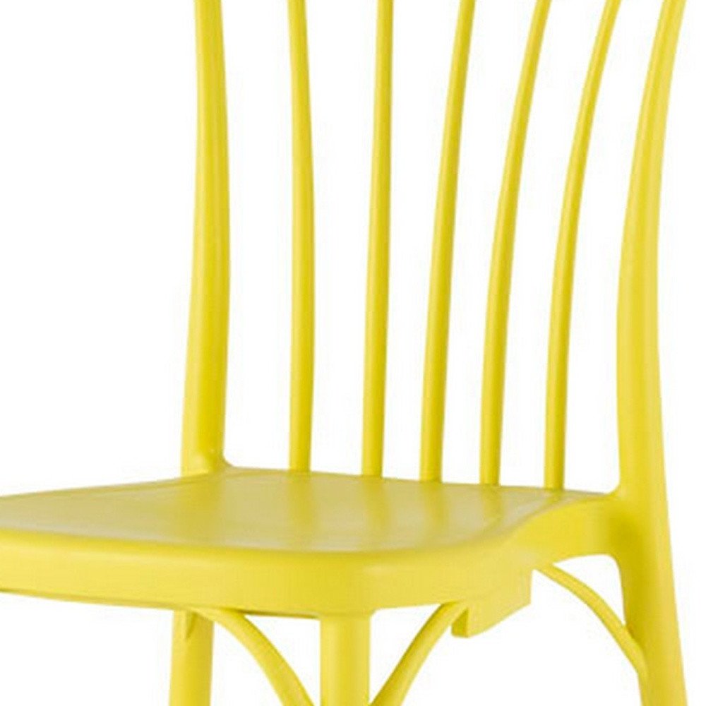 Set of Two Yellow Heavy Duty Plastic Outdoor Stacking Dining Chairs  Warm Home View