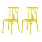 Set of Two Yellow Heavy Duty Plastic Outdoor Stacking Dining Chairs – Weather Resistant  Warm Home View