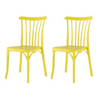 Set of Two Yellow Heavy Duty Plastic Outdoor Stacking Dining Chairs  Warm Home View