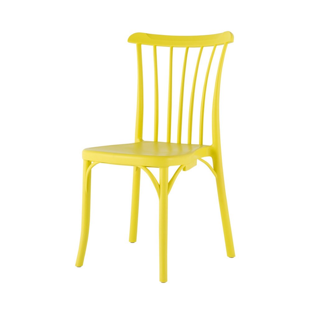 Set of Two Yellow Heavy Duty Plastic Outdoor Stacking Dining Chairs  Warm Home View
