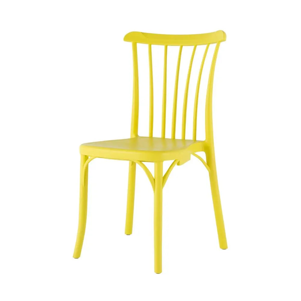 Set of Two Yellow Heavy Duty Plastic Outdoor Stacking Dining Chairs – Weather Resistant  Warm Home View