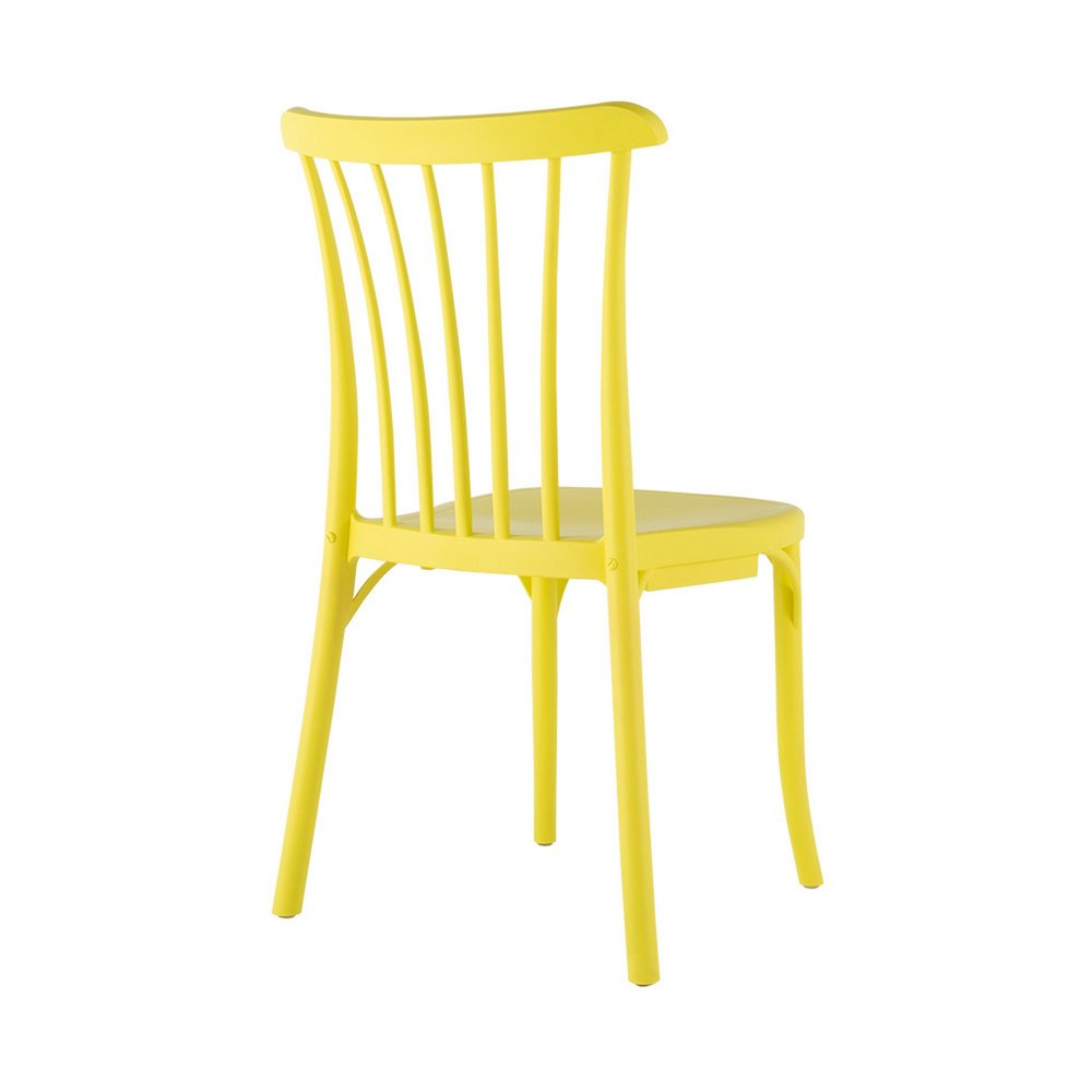 Set of Two Yellow Heavy Duty Plastic Outdoor Stacking Dining Chairs  Warm Home View
