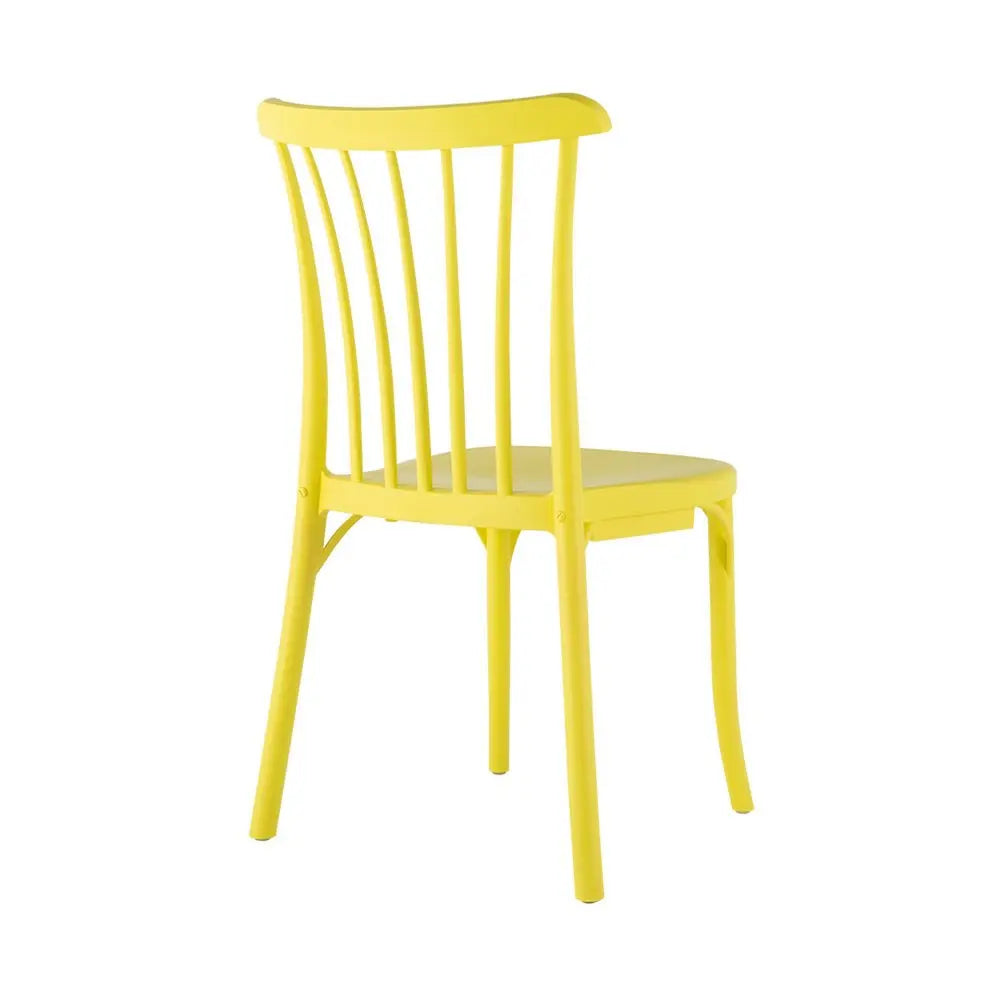 Set of Two Yellow Heavy Duty Plastic Outdoor Stacking Dining Chairs – Weather Resistant  Warm Home View