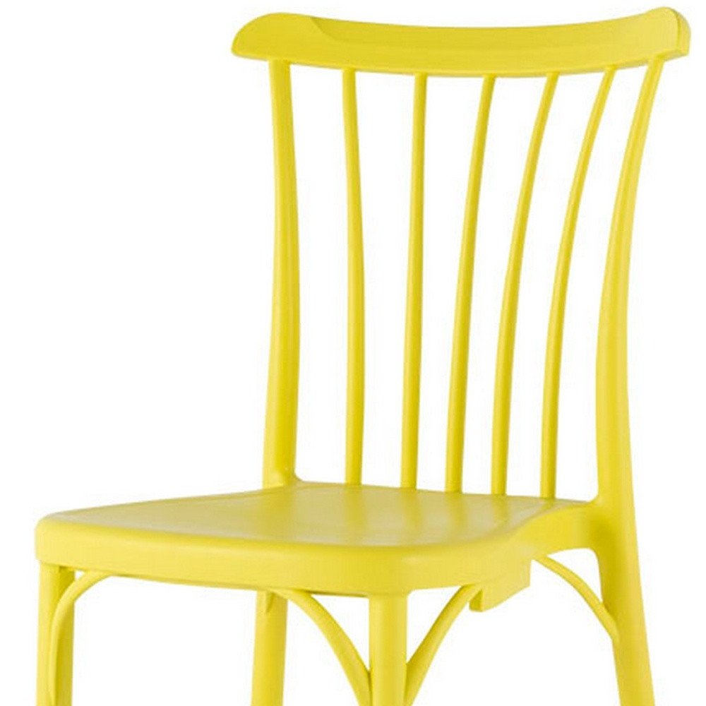 Set of Two Yellow Heavy Duty Plastic Outdoor Stacking Dining Chairs  Warm Home View