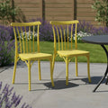 Set of Two Yellow Heavy Duty Plastic Outdoor Stacking Dining Chairs – Weather Resistant  Warm Home View