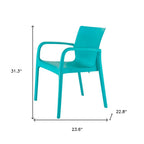Set of Two Turquoise Heavy Duty Plastic Outdoor Stacking Dining Chairs  Warm Home View