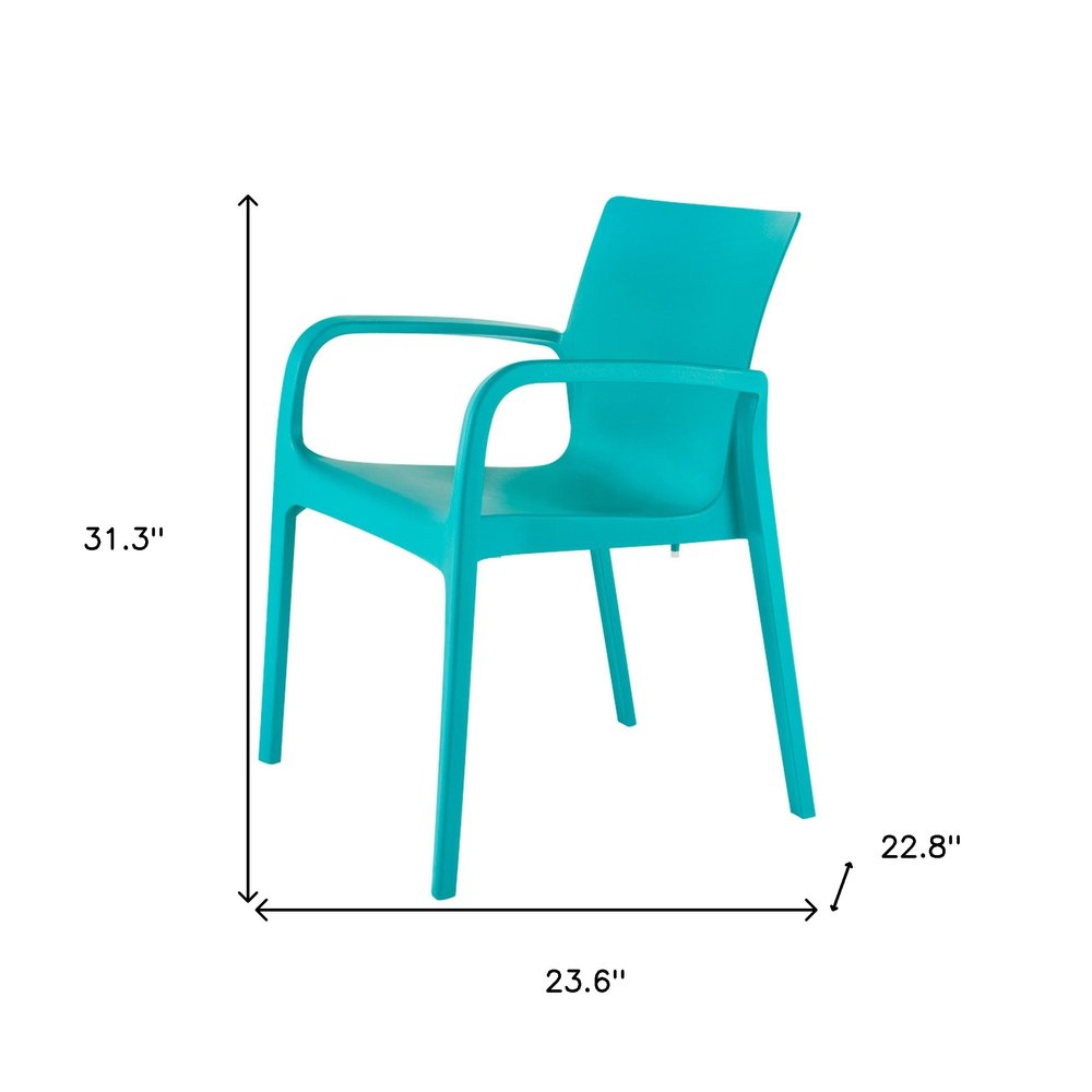 Set of Two Turquoise Heavy Duty Plastic Outdoor Stacking Dining Chairs  Warm Home View