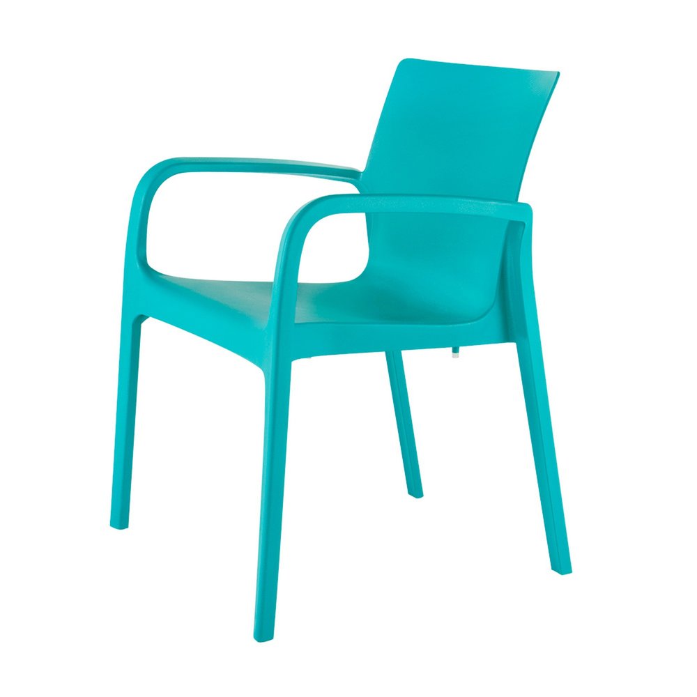 Set of Two Turquoise Heavy Duty Plastic Outdoor Stacking Dining Chairs  Warm Home View