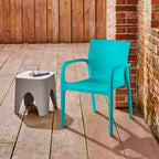 Turquoise Heavy Duty Plastic Outdoor Stacking Dining Chairs – Weather Resistant – Set of 2  Warm Home View