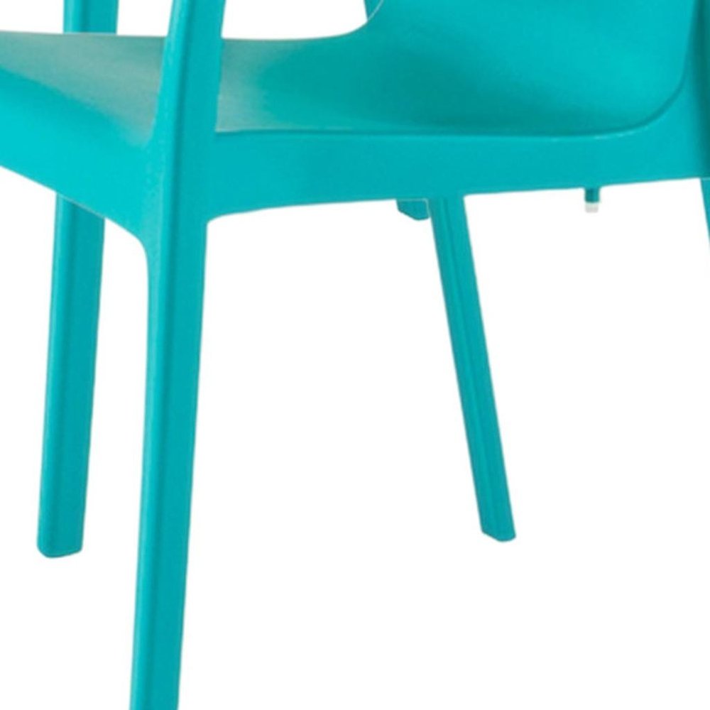 Set of Two Turquoise Heavy Duty Plastic Outdoor Stacking Dining Chairs  Warm Home View