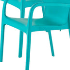 Turquoise Heavy Duty Plastic Outdoor Stacking Dining Chairs – Weather Resistant – Set of 2  Warm Home View