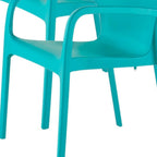 Set of Two Turquoise Heavy Duty Plastic Outdoor Stacking Dining Chairs  Warm Home View